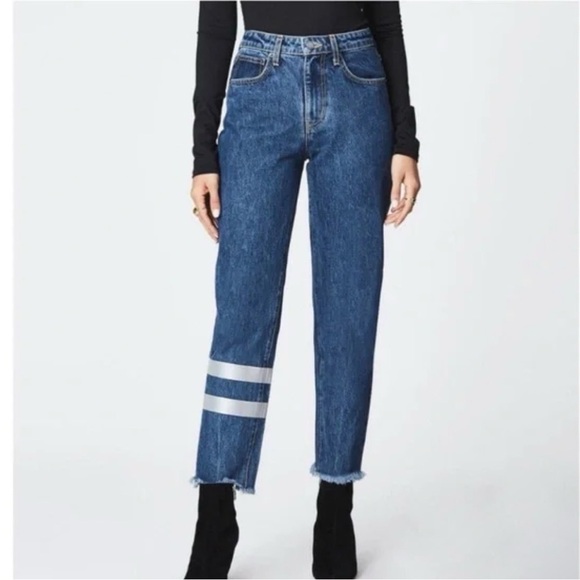 Carmar Juliet Jeans Relaxed Fit High Rise Non-Stretch Reflective Stripes Size 27 - Picture 1 of 8